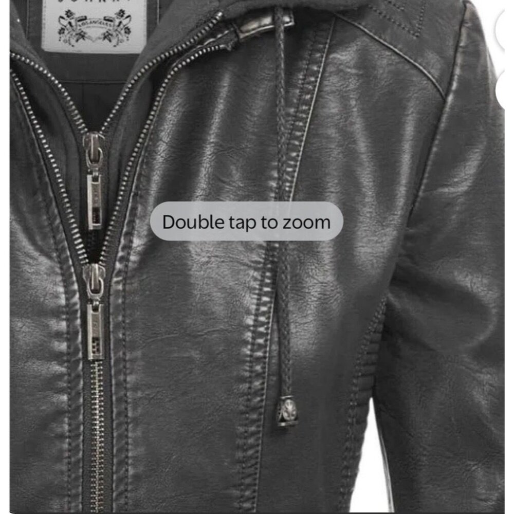 Made By Johnny (MBJ) Women's Faux Leather Mob Wife Moto Biker Jacket - Black - Picture 4 of 9